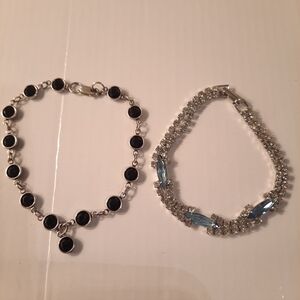 Silver 925 One Bracelet And Rhinestones Other Bracelet